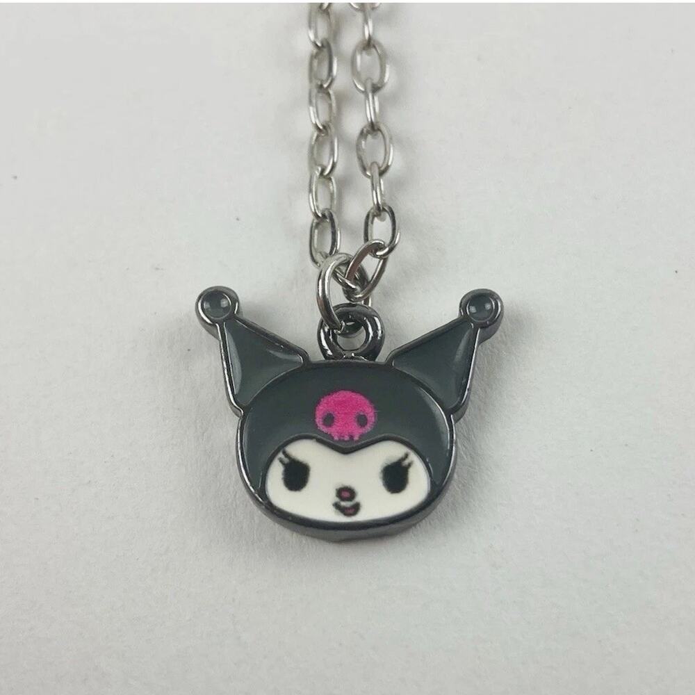 Sanrio Cute Kuromi Pendant Necklace Anime Hello Black Pink Gunmetal 2022 Kitty